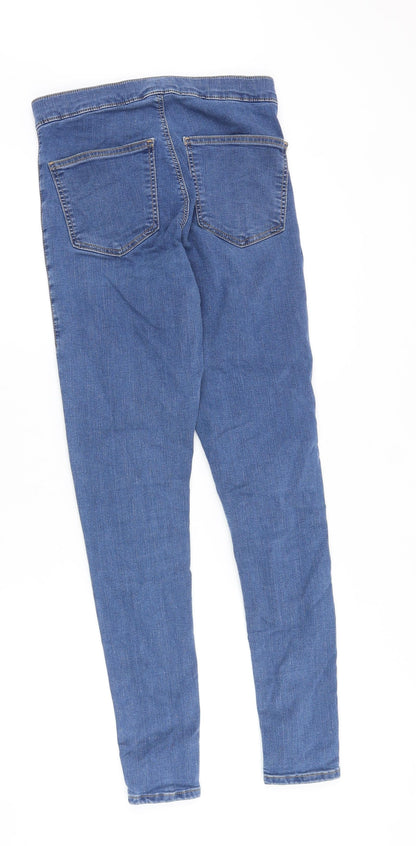 Topshop Womens Blue Cotton Skinny Jeans Size 28 in Slim Zip