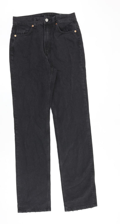 Denim & Co. Womens Black Cotton Straight Jeans Size 6 Regular Zip