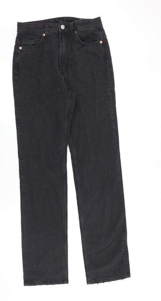 Denim & Co. Womens Black Cotton Straight Jeans Size 6 Regular Zip