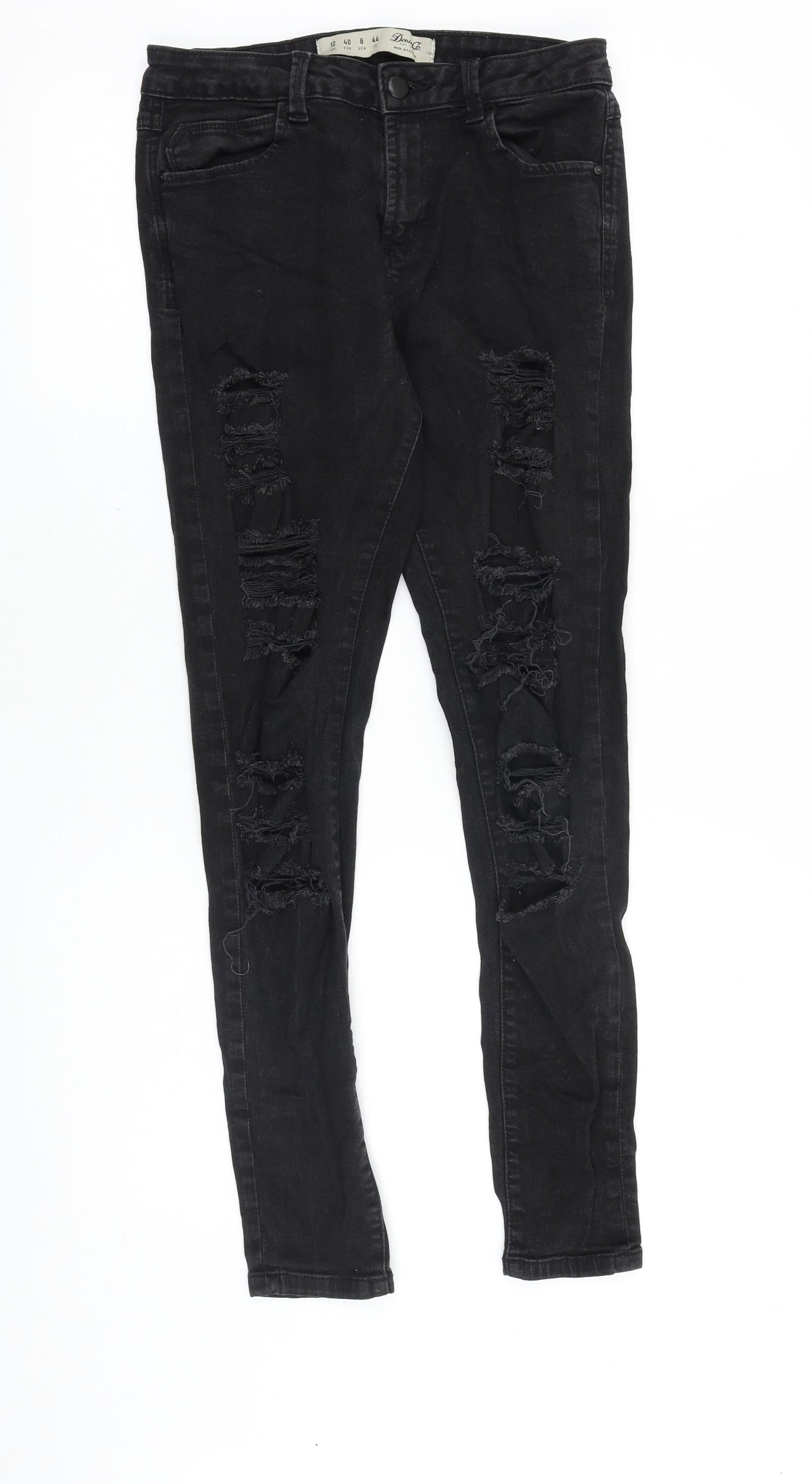 Denim & Co. Womens Black Cotton Skinny Jeans Size 12 Slim Zip