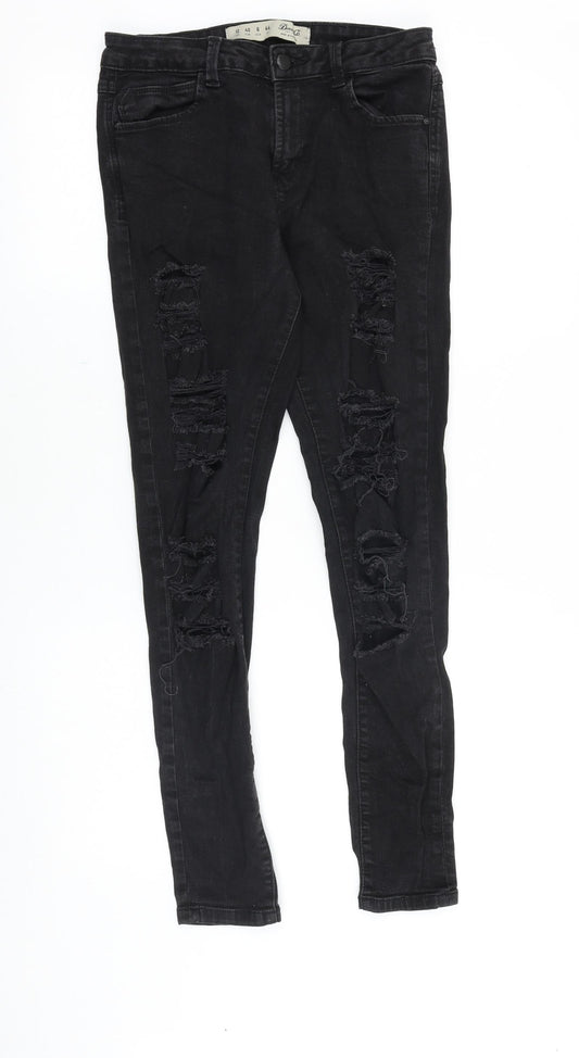 Denim & Co. Womens Black Cotton Skinny Jeans Size 12 Slim Zip