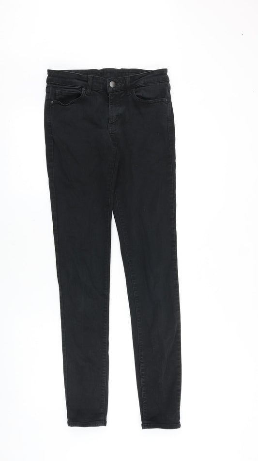 Uniqlo Womens Black Cotton Skinny Jeans Size 28 in Slim Zip