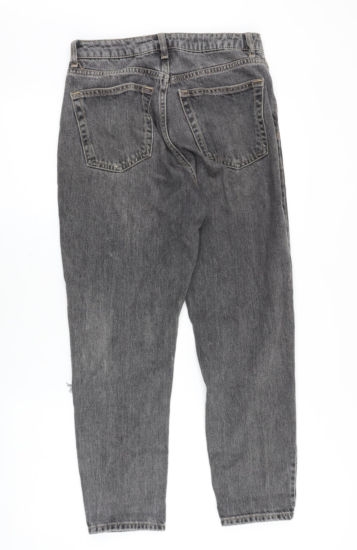 Topshop Womens Grey Cotton Mom Jeans Size 28 in Regular Zip