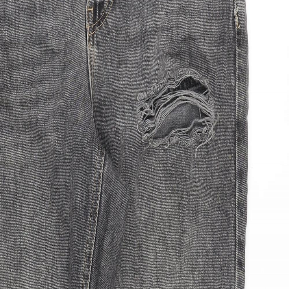 Topshop Womens Grey Cotton Mom Jeans Size 28 in Regular Zip