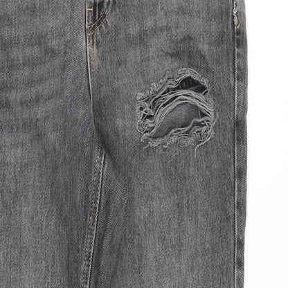 Topshop Womens Grey Cotton Mom Jeans Size 28 in Regular Zip