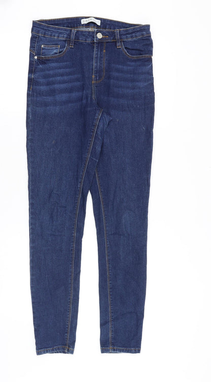 Denim & Co. Womens Blue Cotton Skinny Jeans Size 10 Regular Zip