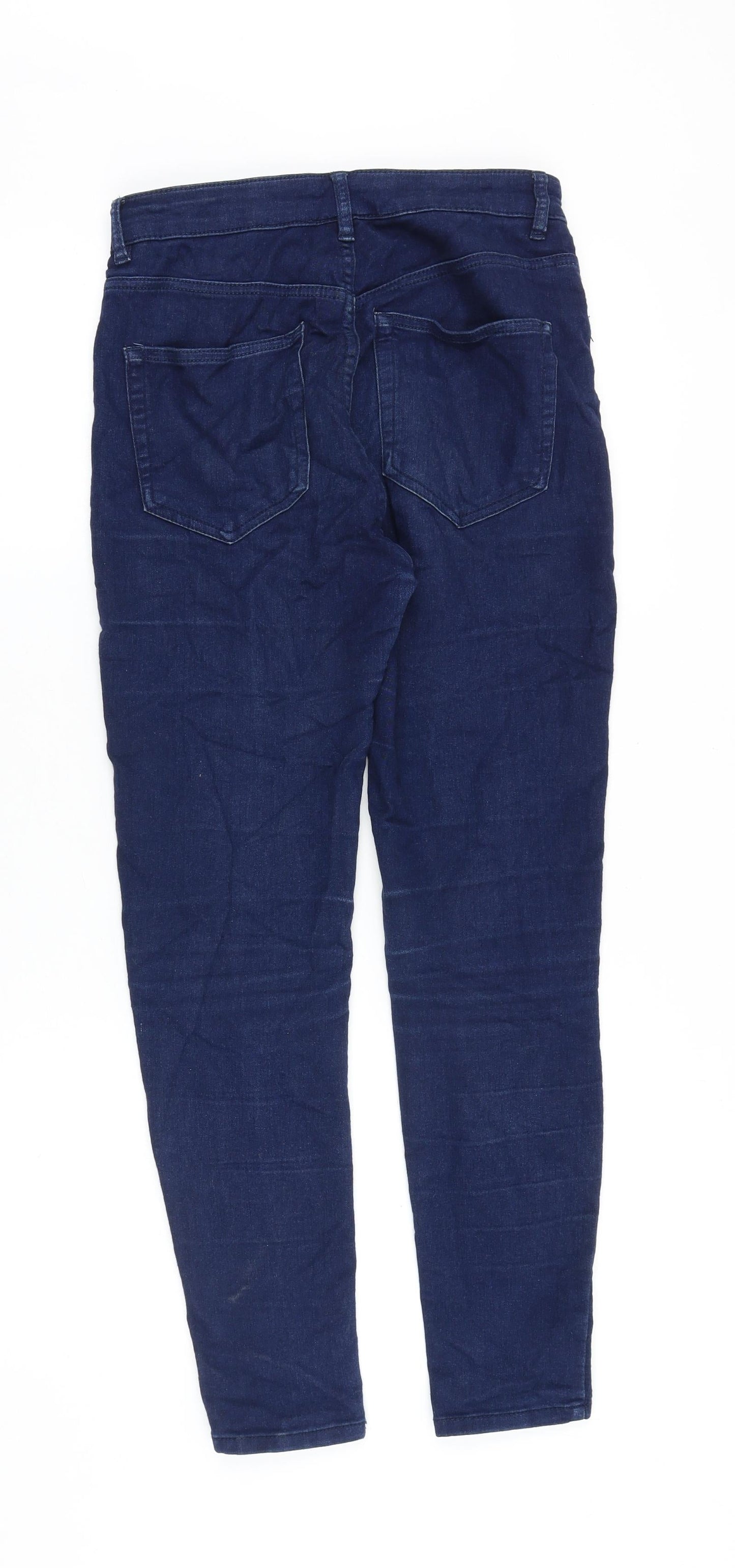 Pull&Bear Womens Blue Cotton Skinny Jeans Size 10 Slim Zip