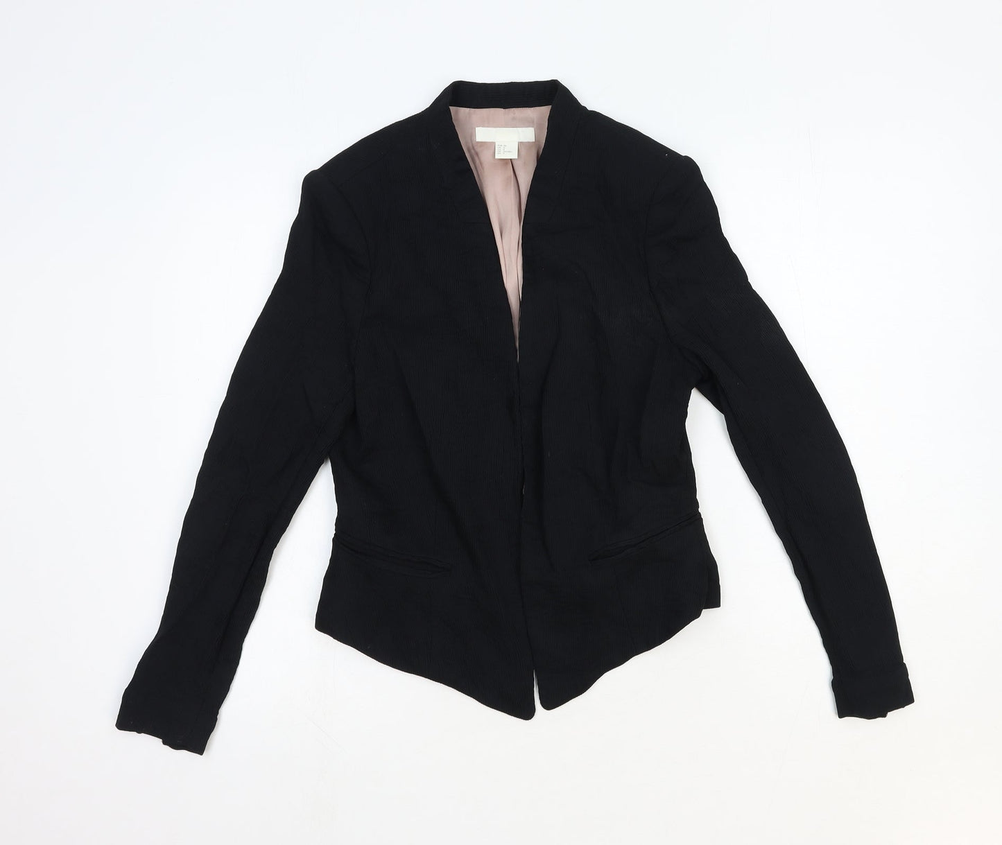 H&M Womens Black Cotton Jacket Blazer Size 12