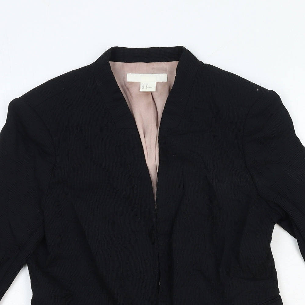 H&M Womens Black Cotton Jacket Blazer Size 12