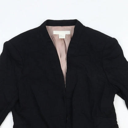 H&M Womens Black Cotton Jacket Blazer Size 12
