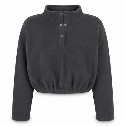 Preworn Womens Grey Polyester Pullover Sweatshirt Size XS Snap - Cropped
