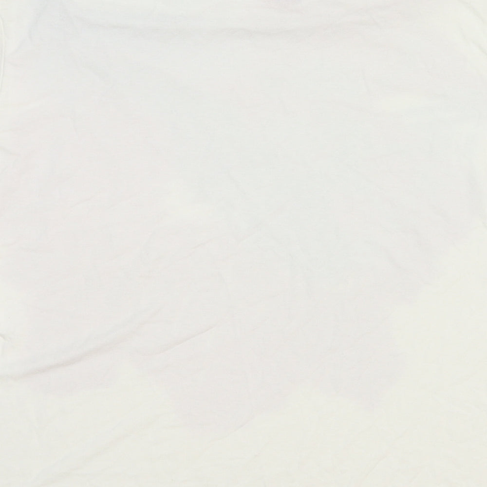 EWM Womens White Floral Viscose Basic T-Shirt Size M Cowl Neck