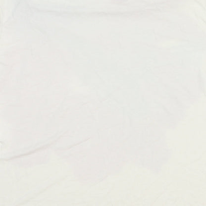 EWM Womens White Floral Viscose Basic T-Shirt Size M Cowl Neck