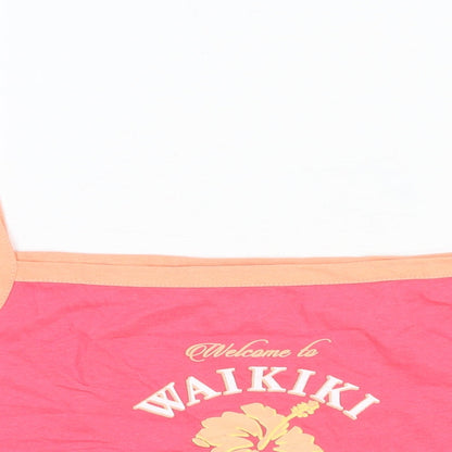 Primark Womens Pink Cotton Cropped Tank Size L Square Neck - Waikiki Hawaii
