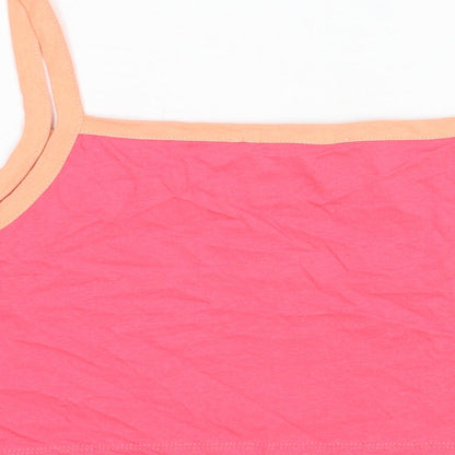 Primark Womens Pink Cotton Cropped Tank Size L Square Neck - Waikiki Hawaii