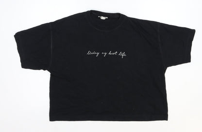 Womens UK Size S Topshop Black Basic T-Shirt