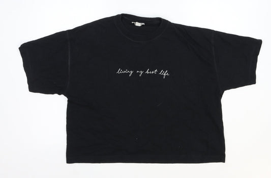 Womens UK Size S Topshop Black Basic T-Shirt