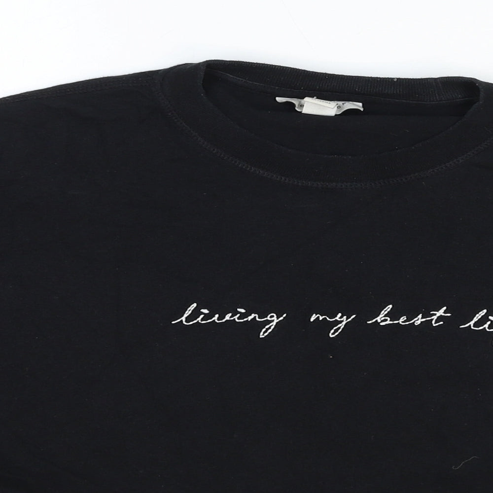 Womens UK Size S Topshop Black Basic T-Shirt