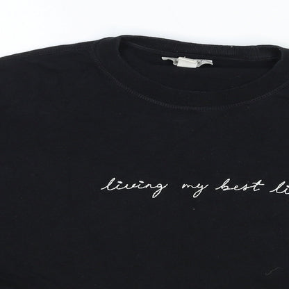 Womens UK Size S Topshop Black Basic T-Shirt