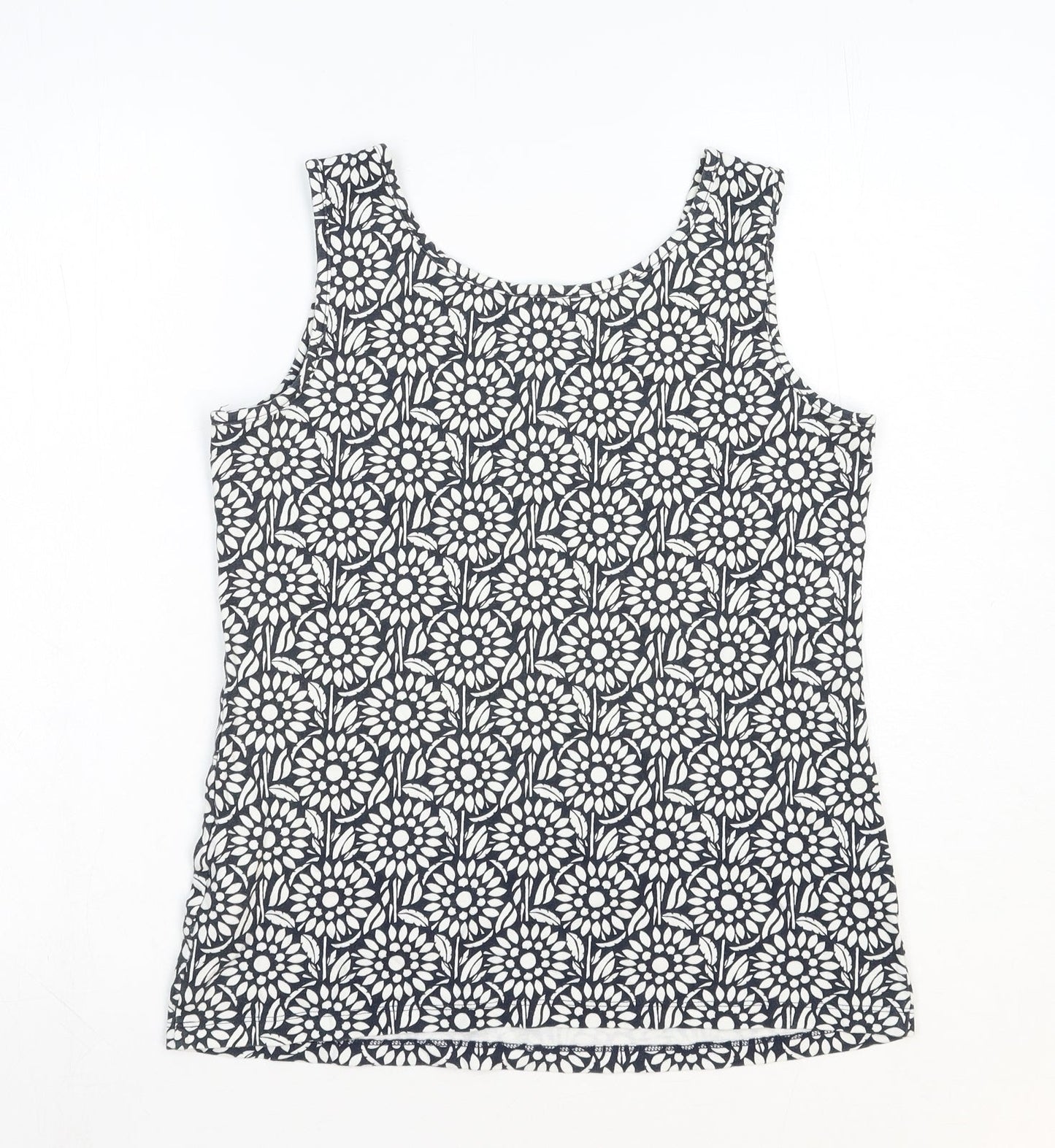 Lands' End Womens Blue Geometric Cotton Basic Tank Size XS Scoop Neck