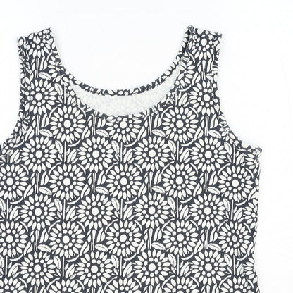 Lands' End Womens Blue Geometric Cotton Basic Tank Size XS Scoop Neck