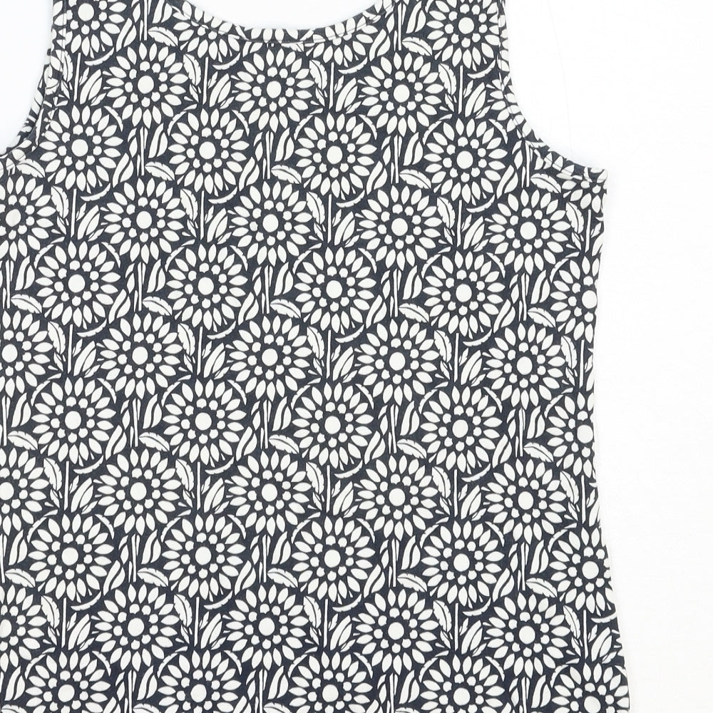 Lands' End Womens Blue Geometric Cotton Basic Tank Size XS Scoop Neck