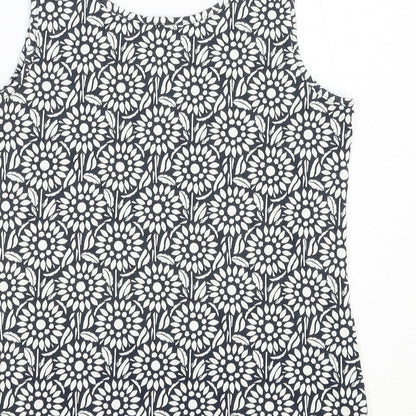 Lands' End Womens Blue Geometric Cotton Basic Tank Size XS Scoop Neck