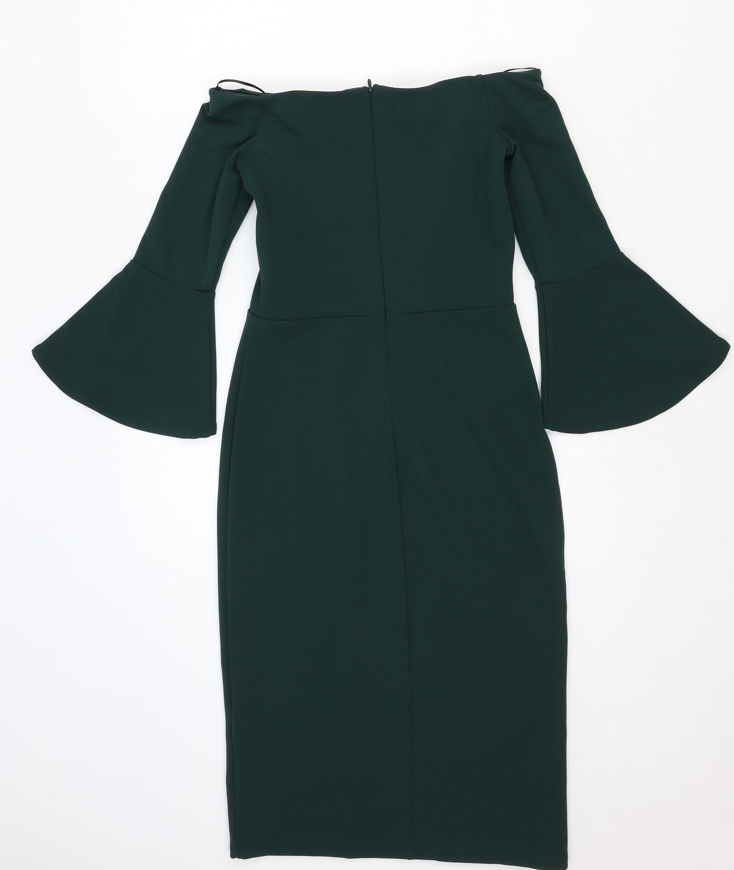 H&M Womens Green Cotton Pencil Dress Size XS Off the Shoulder Zip