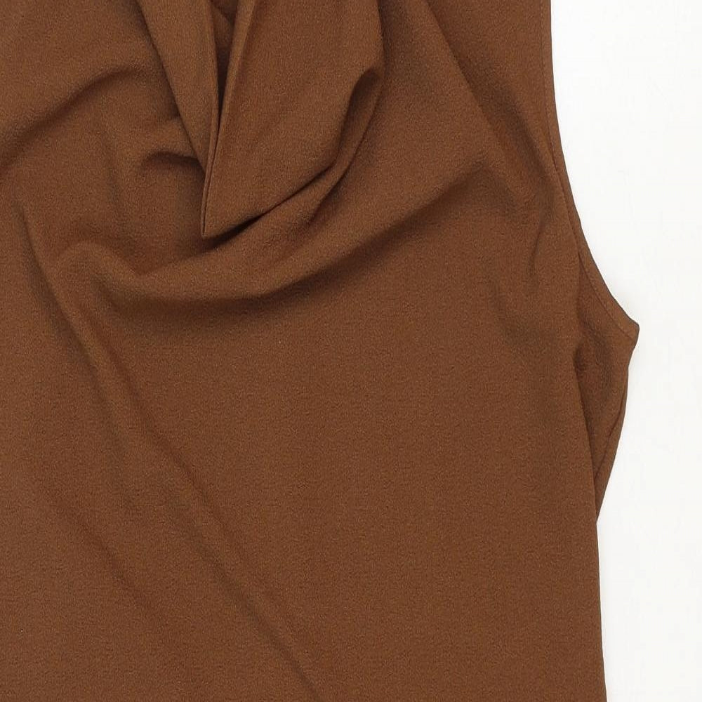 NEXT Womens Brown Polyester A-Line Size 10 Cowl Neck Zip