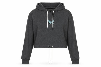 SheIn Womens Grey Cotton Pullover Hoodie Size M Pullover - Butterfly Detail