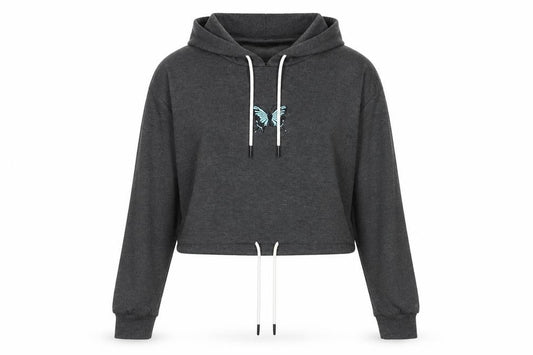 SheIn Womens Grey Cotton Pullover Hoodie Size M Pullover - Butterfly Detail
