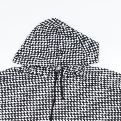 SheIn Womens Black Houndstooth Polyester Pullover Hoodie Size L Pullover - Cropped