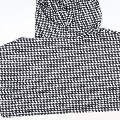 SheIn Womens Black Houndstooth Polyester Pullover Hoodie Size L Pullover - Cropped