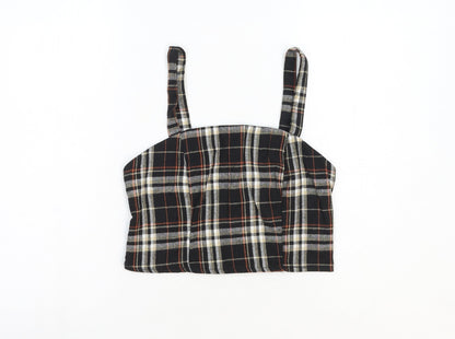 SheIn Womens Brown Plaid Cotton Cropped Tank Size M Square Neck