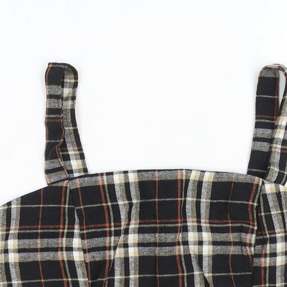 SheIn Womens Brown Plaid Cotton Cropped Tank Size M Square Neck