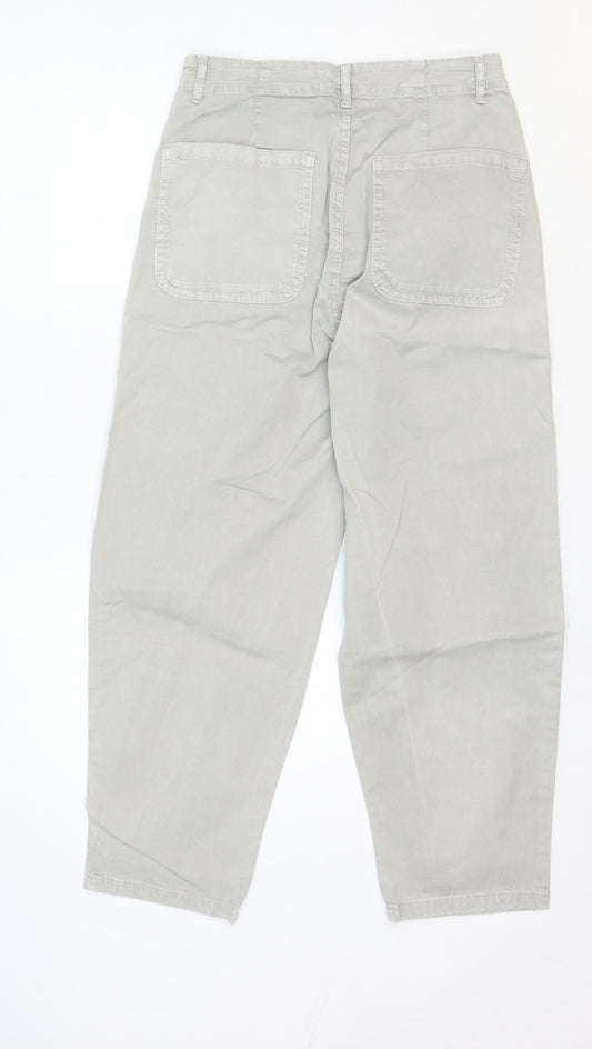 Zara Womens Beige Polyester Tapered Jeans Size 8 Regular Zip