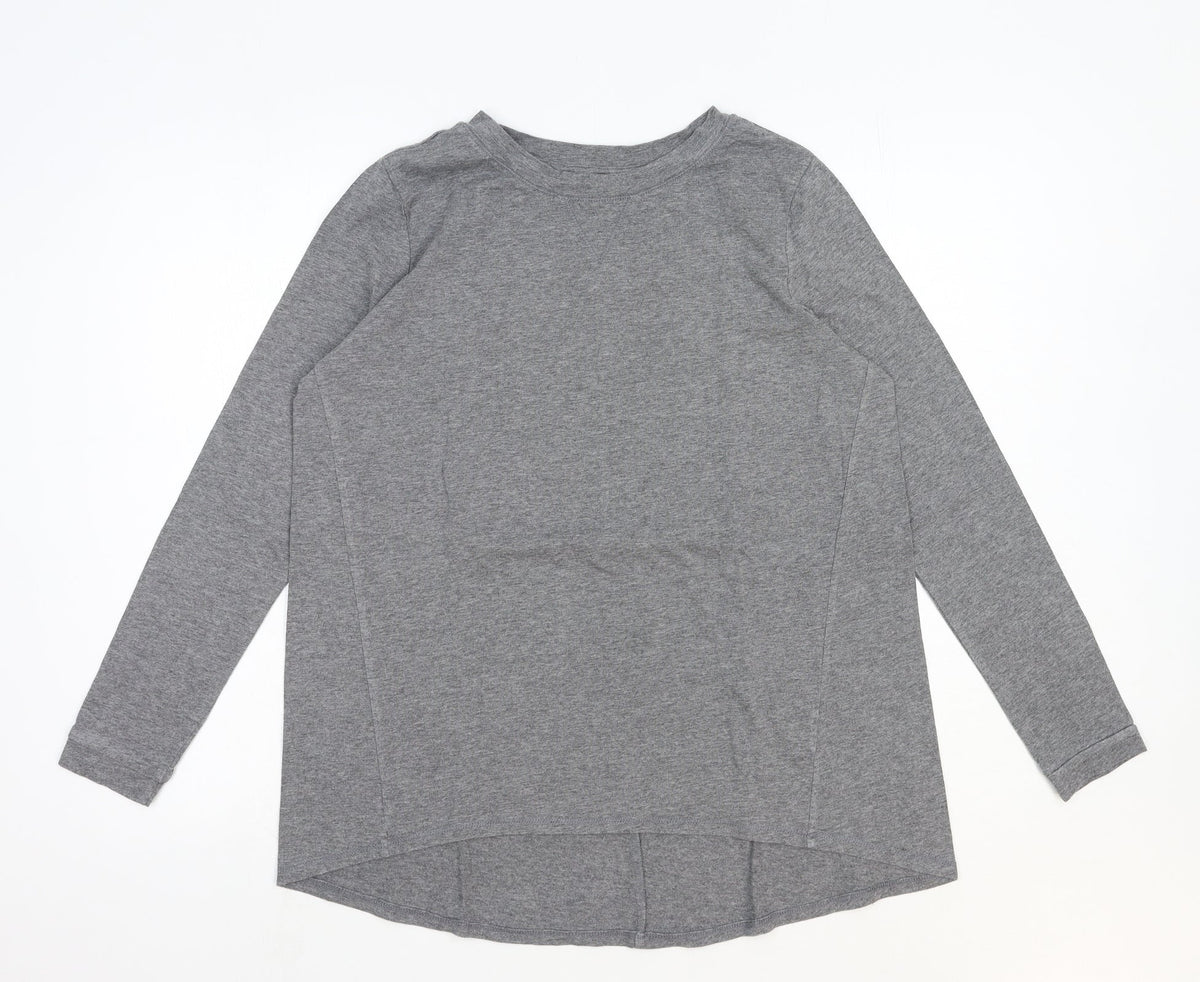 AnyBody Womens Grey Cotton Basic T-Shirt Size S Round Neck