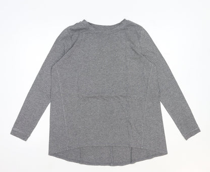 AnyBody Womens Grey Cotton Basic T-Shirt Size S Round Neck