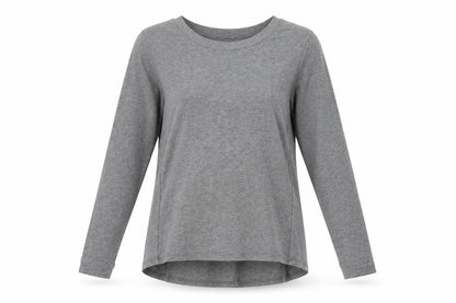 AnyBody Womens Grey Cotton Basic T-Shirt Size S Round Neck