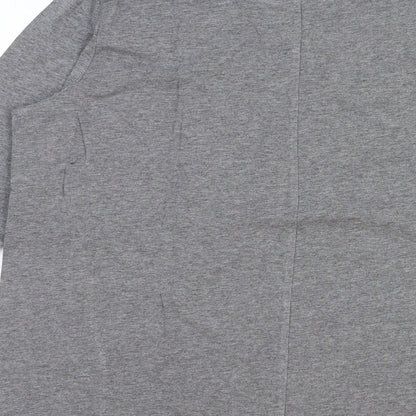 AnyBody Womens Grey Cotton Basic T-Shirt Size S Round Neck