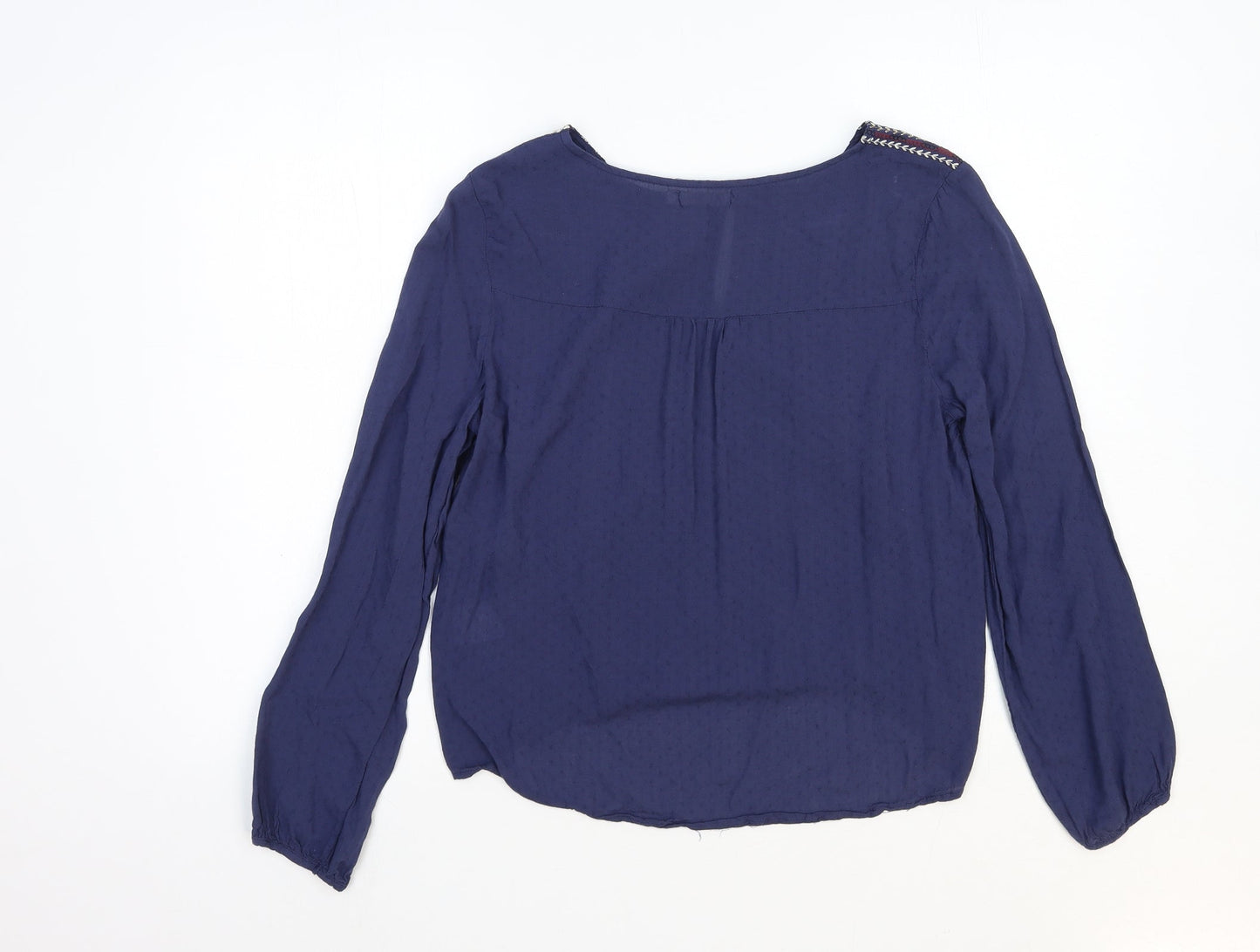 Kilibbi Womens Blue Cotton Basic Blouse Size S Round Neck