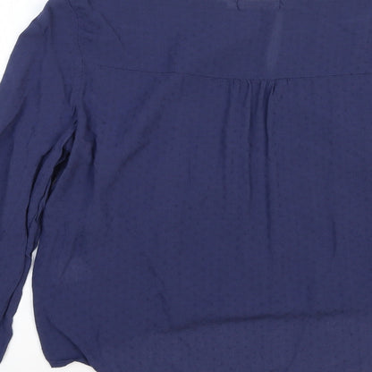 Kilibbi Womens Blue Cotton Basic Blouse Size S Round Neck