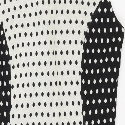 NEXT Womens White Polka Dot Cotton Shift Size 10 Round Neck Zip