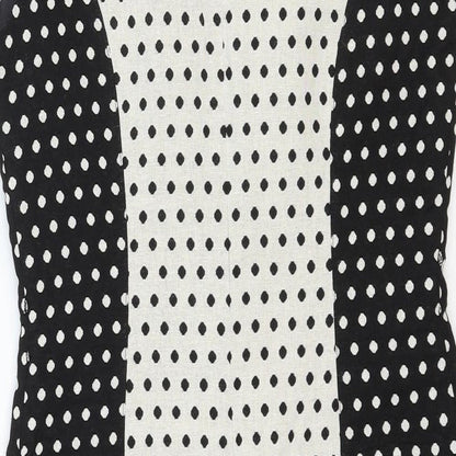 NEXT Womens White Polka Dot Cotton Shift Size 10 Round Neck Zip