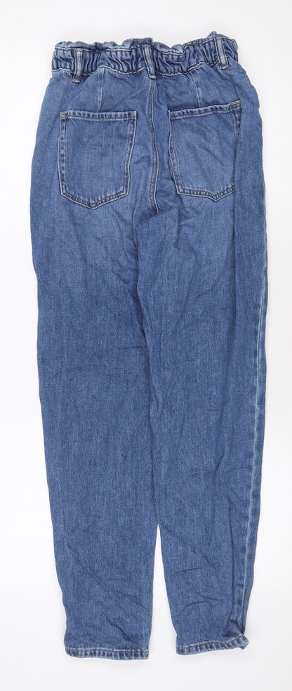 F&F Womens Blue Cotton Tapered Jeans Size 6 Regular Zip