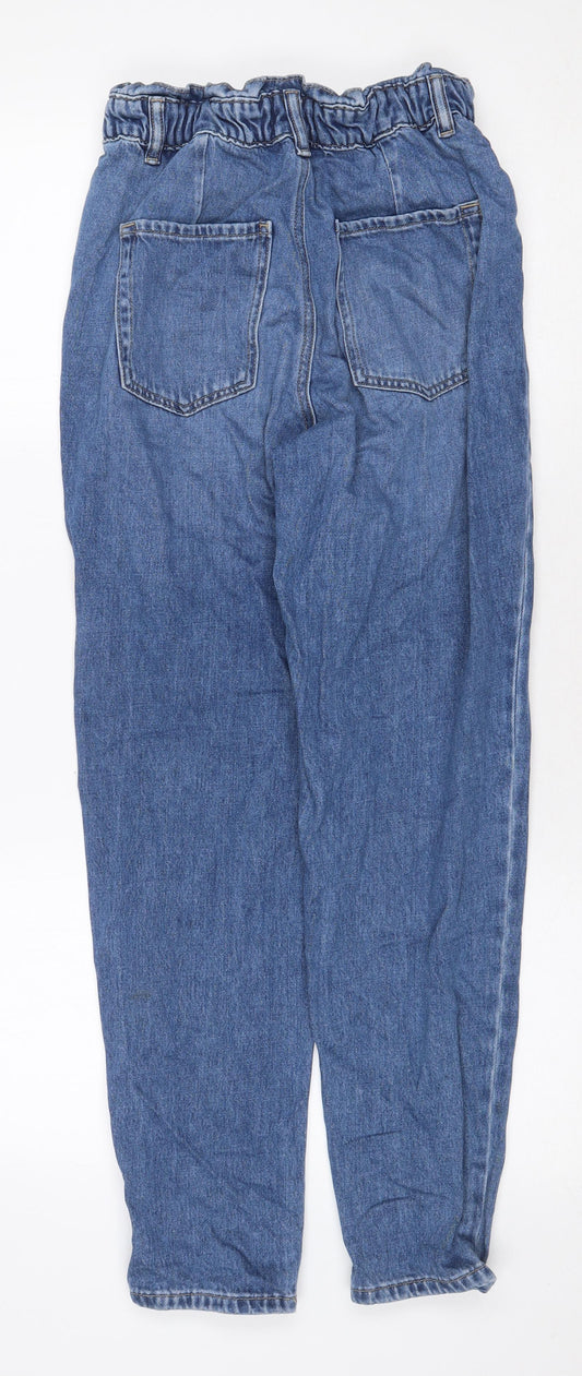 F&F Womens Blue Cotton Tapered Jeans Size 6 Regular Zip