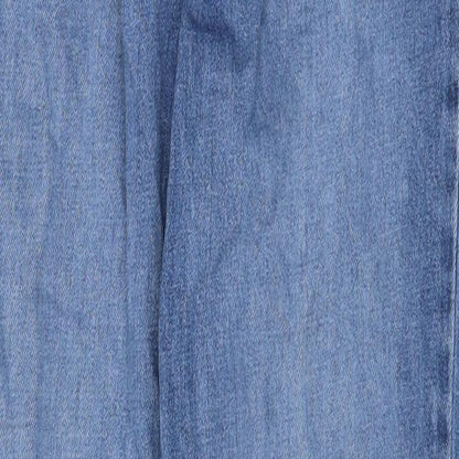 F&F Womens Blue Cotton Tapered Jeans Size 6 Regular Zip