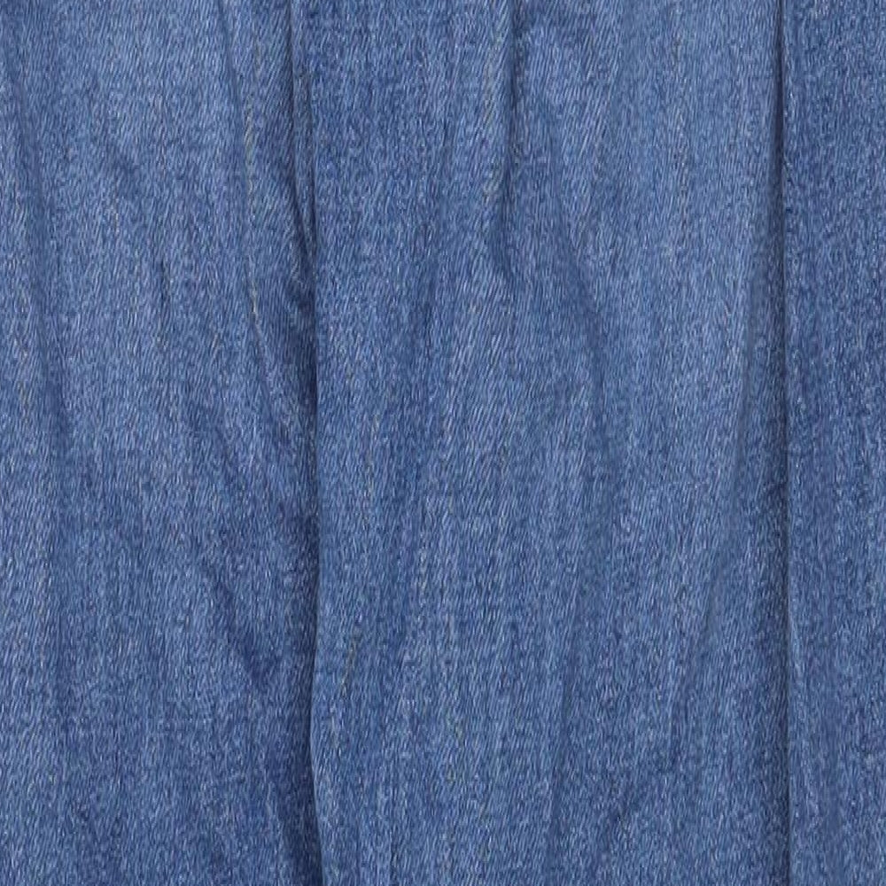 F&F Womens Blue Cotton Tapered Jeans Size 6 Regular Zip
