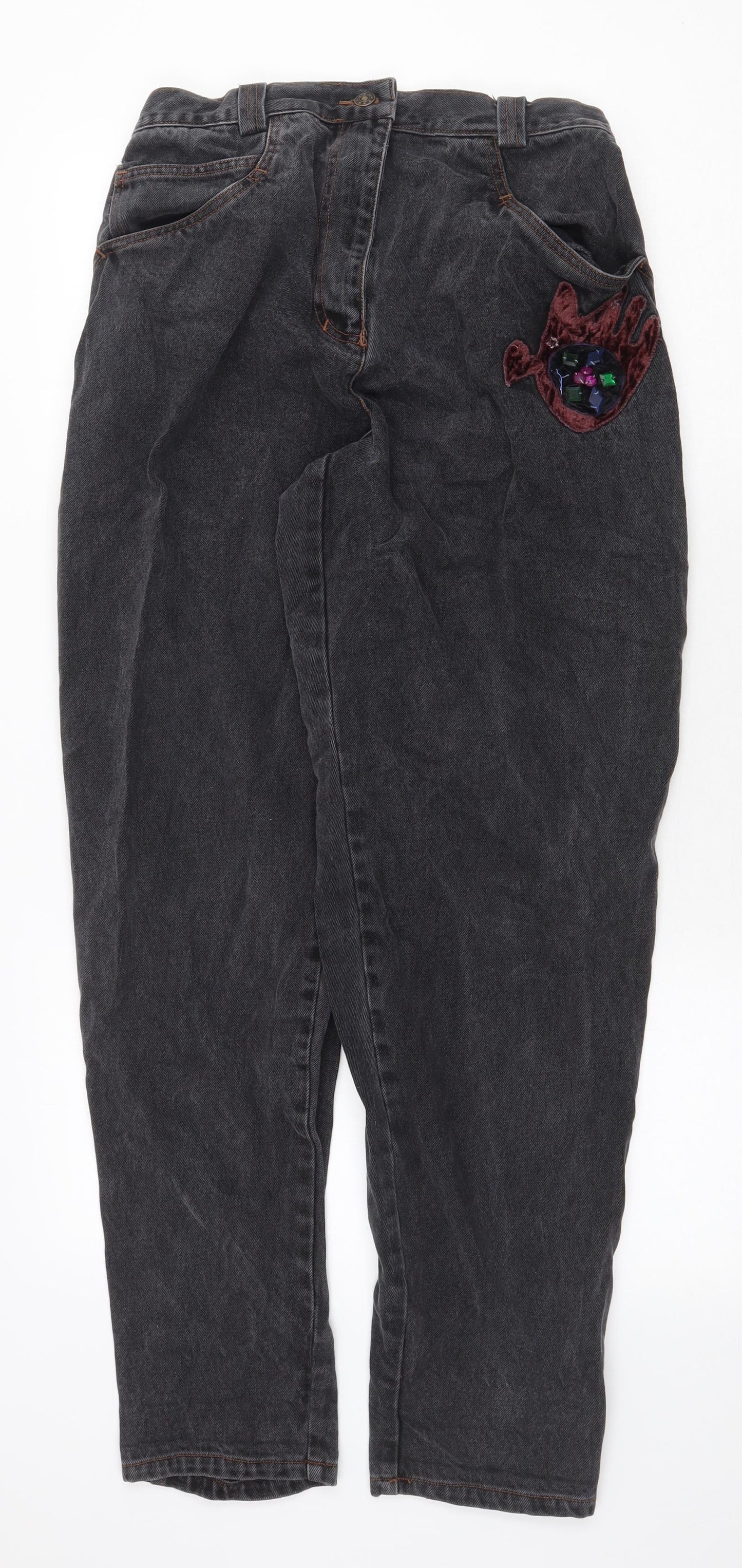 Womens UK Size 10 Preworn Regular Fit Straight Grey Jeans