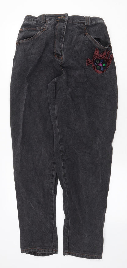 Womens UK Size 10 Preworn Regular Fit Straight Grey Jeans
